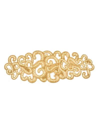 Nomi K Hand Beaded Lace Motif Runner In Gold