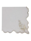Nomi K White Linen Silver Butterfly Scalloped Edged Embroidered Napkin