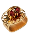 NOMI K GOLDPLATED & RED STONE 4-PIECE NAPKIN RING SET