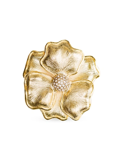 Nomi K Matte Gold Flower Crystal Napkin Rings