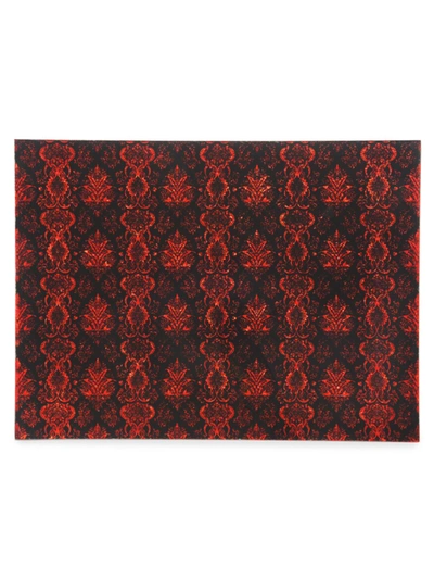 Nomi K Lace Mirror Glass Placemat In Red