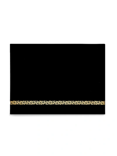 Nomi K 24k Gold Stripe Glass Placemat In Black