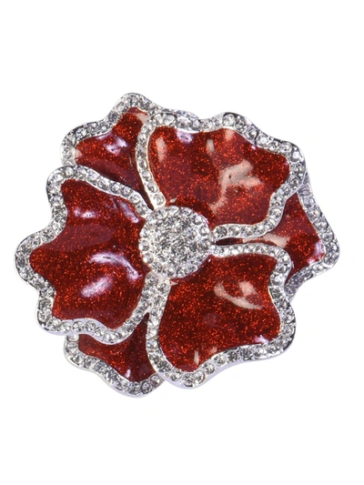Nomi K Sparkles Flower 4-piece Napkin Ring Set In Red