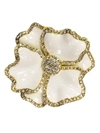 Nomi K Goldplated Crystal & Enamel Flower 4-piece Napkin Ring Set In White