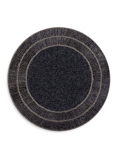 Nomi K Beaded Shimmer Glass Round Placemat In Blue