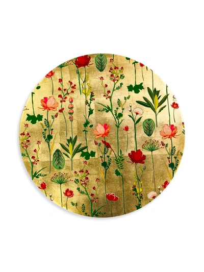Nomi K Lacquered Flower Round Placemat In Green
