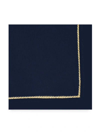 Nomi K Metallic Braided Rope Linen Napkin Set Of 4 In Navy