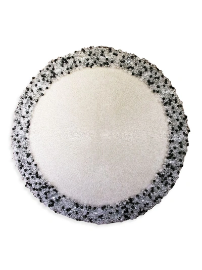 Nomi K Mixed Beaded Round Placemat In Silver