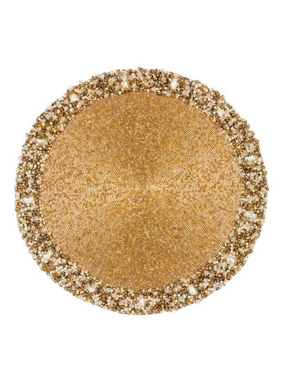 Nomi K Hand-beaded Round Placemat In Gold