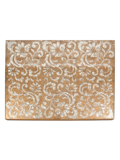 Nomi K Lace Painted Glass Placemat In Silver