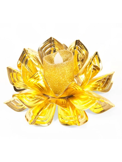 Nomi K Flower Tealight Candleholder In Gold