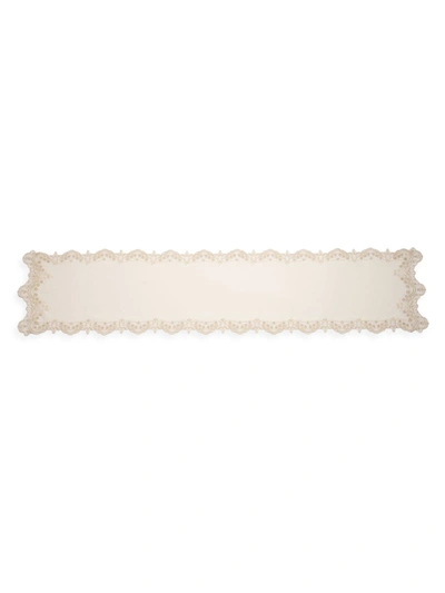 Nomi K Lace Embroided Linen Runner In White