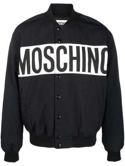 Moschino Logo-print Bomber Jacket In Black