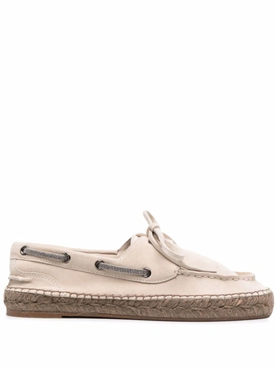 Brunello Cucinelli Suede Espadrille Moccasins In Lamb