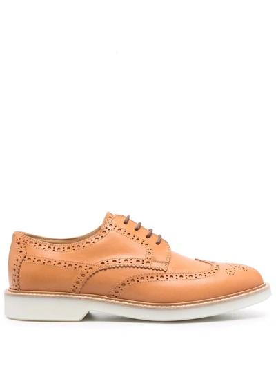 Brunello Cucinelli Brogue-detailed Derby Shoes In Brown