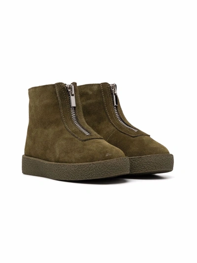 Age Of Innocence Kids' Shearling-lined Suede Ankle Boots In Green