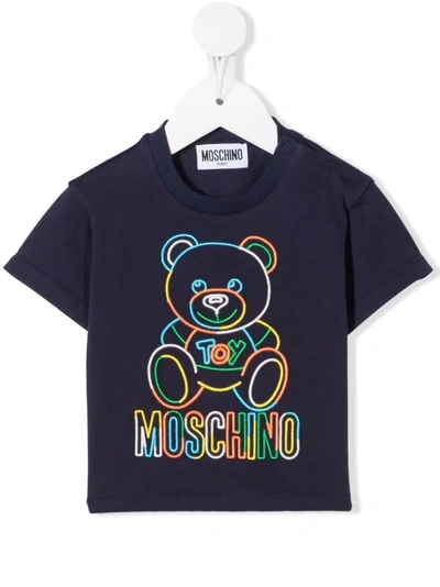 Moschino Babies' Teddy Bear Motif T-shirt In Blue