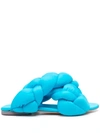 Sebastian Milano Womens Light Blue Leather Sandals