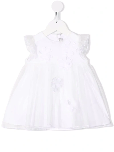 Il Gufo Babies' Ruffle-sleeve Floral Dress In White