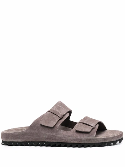 Officine Creative Agora Two-strap Suede Sandals In Grey