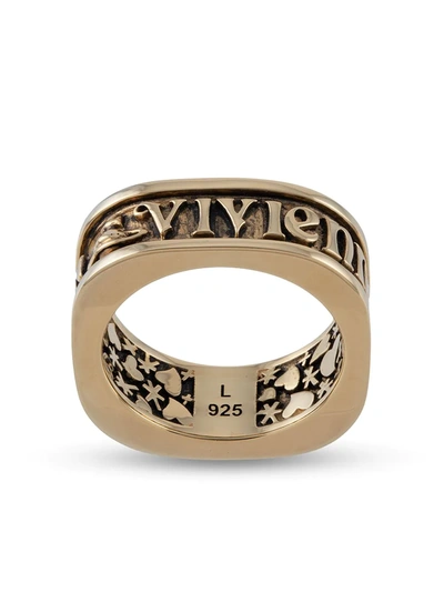 Vivienne Westwood Scilly Engraved Square Ring In Gold