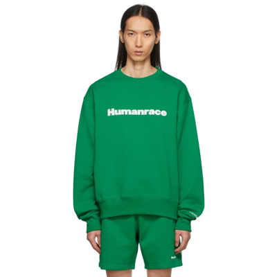 Adidas X Humanrace By Pharrell Williams Ssense Exclusive Green Humanrace Logo Sweatshirt In Green 020a