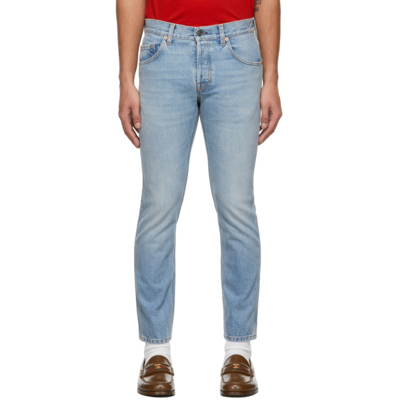 Gucci Bleach-effect Tapered-leg Denim Jeans In Blue