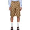 GUCCI BEIGE & BROWN JUMBO GG SHORTS