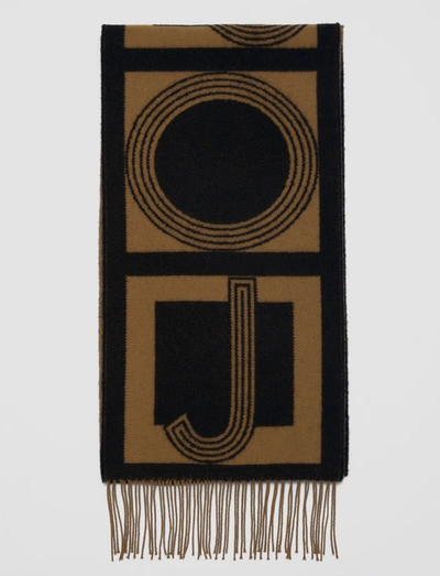 Joseph Aisa Alphabet Graphic-print Wool And Silk-blend Scarf In Almond/black