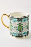 Anthropologie Bistro Garden Tile Mug By  In Blue Size Mug/cup
