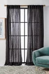 Anthropologie Stitched Linen Curtain By  In Grey Size 50x63