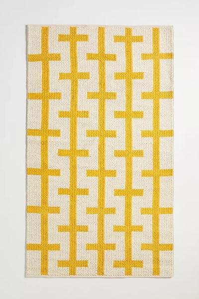 Anthropologie Handwoven Boone Rug By  In Yellow Size 3 X 5