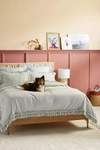 Anthropologie Washed Percale Adina Duvet Cover By  In Green Size Q Top/bed