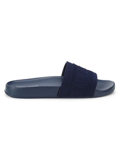 Tommy Hilfiger Women's Dollop Knit Logo Pool Slides Women's Shoes In Blue