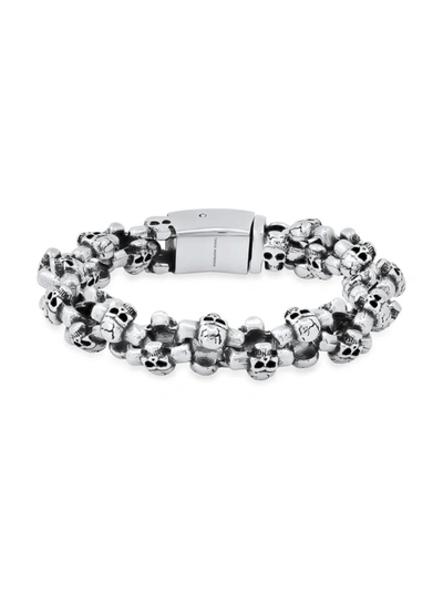 Anthony Jacobs Men s Stainless Steel Skull Link Bracelet In Neutral ModeSens