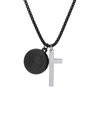 Anthony Jacobs Men's Black Ip Stainless Steel Cross & St. Benedict Pendant Necklace