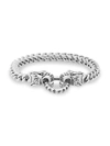 Anthony Jacobs Men's Stainless Steel Double Dragon Head Wheat Chain Bracelet In Neutral