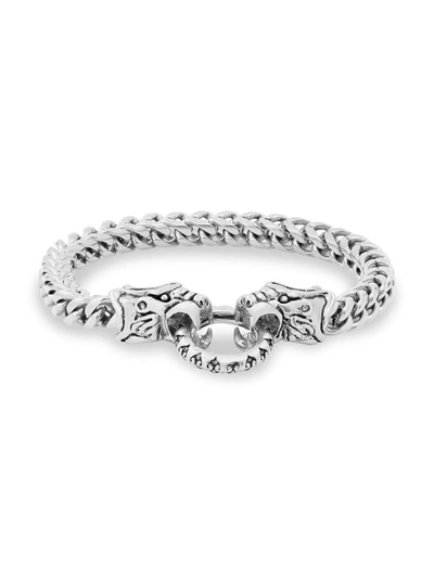 Anthony Jacobs Men's Stainless Steel Double Dragon Head Wheat Chain Bracelet In Neutral