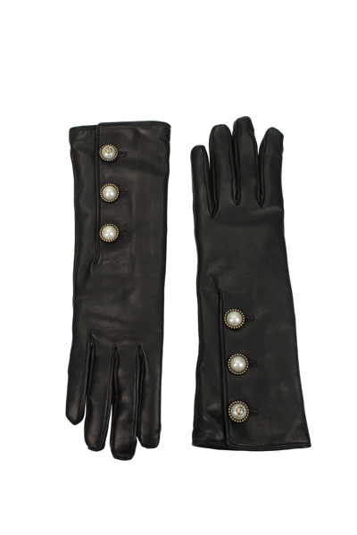 Gucci Gloves Leather In Black
