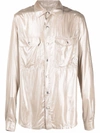 Rick Owens Coated Button-up Shirt In Silber