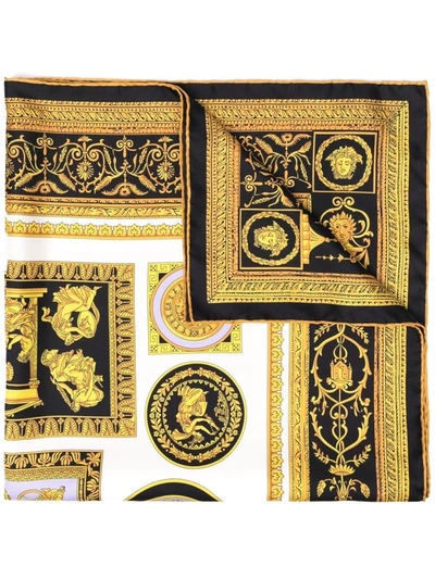 Versace Cornici Print Silk Scarf In Gelb