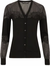 Dolce & Gabbana Cashmere, Tulle And Silk Cardigan With Lace In Schwarz