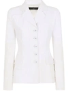 Dolce & Gabbana Single-breasted Denim And Lace Patchwork Jacket In Weiss