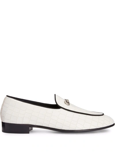 Giuseppe Zanotti Archibald Crocodile-effect Leather Loafers In White