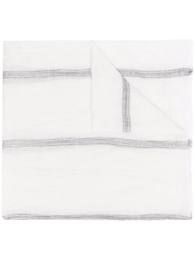 Brunello Cucinelli Cotton And Linen Blend Scarf In White