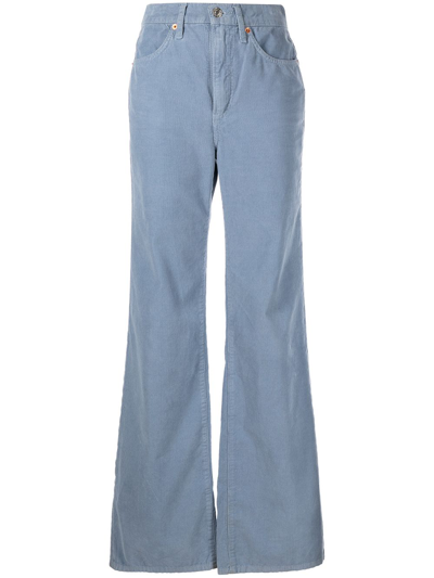 Re/done Corduroy High-rise Wide-leg Trousers In Blau