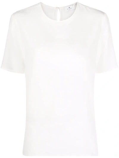 Etro Short-sleeve Silk T-shirt In Bianco