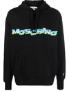 Moschino Logo Printed Drawstring Hoodie In Schwarz
