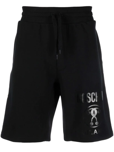 Moschino Logo-print Cotton Track Shorts In Black