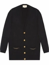 Gucci Cashmere Knitted Cardigan In Black,mix